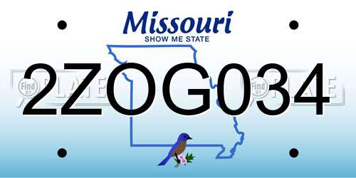 2ZOG034 Missouri License Plate