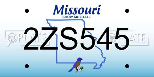 2ZS545 Missouri License Plate