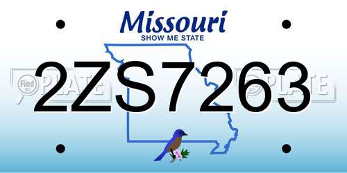 2ZS7263 Missouri License Plate