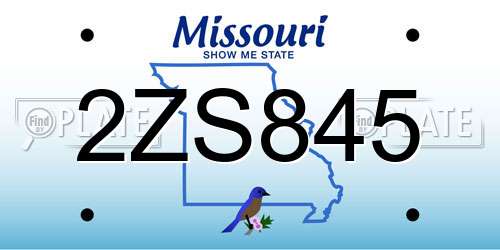 2ZS845 Missouri License Plate
