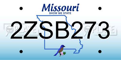 2ZSB273 Missouri License Plate