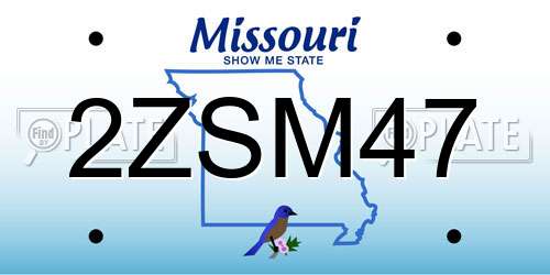 2ZSM47 Missouri License Plate