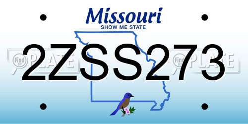 2ZSS273 Missouri License Plate