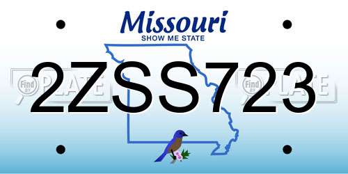 2ZSS723 Missouri License Plate