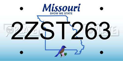 2ZST263 Missouri License Plate