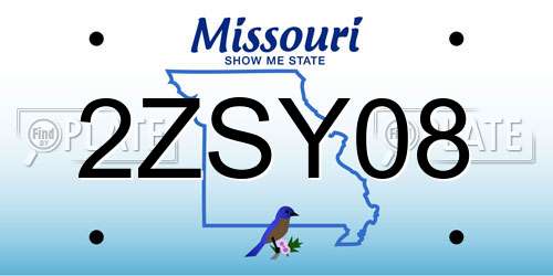 2ZSY08 Missouri License Plate