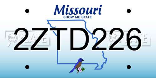 2ZTD226 Missouri License Plate