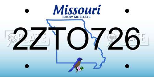 2ZTO726 Missouri License Plate