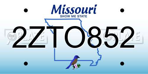 2ZTO852 Missouri License Plate