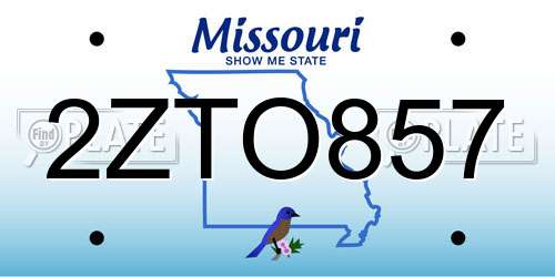 2ZTO857 Missouri License Plate