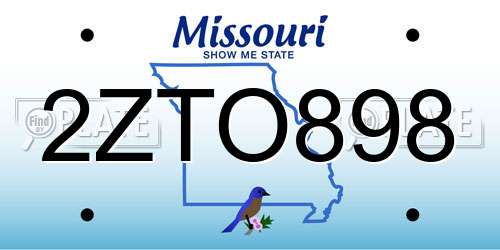 2ZTO898 Missouri License Plate