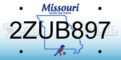 2ZUB897 Missouri License Plate