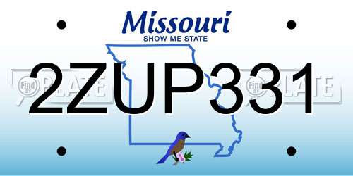 2ZUP331 Missouri License Plate