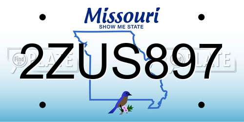 2ZUS897 Missouri License Plate