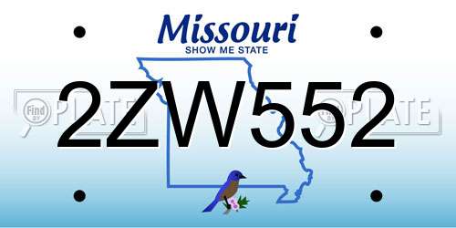 2ZW552 Missouri License Plate