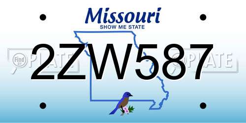 2ZW587 Missouri License Plate