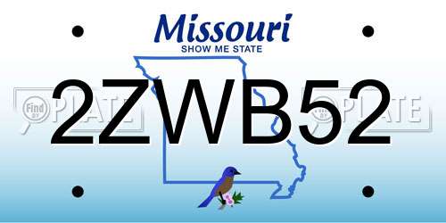 2ZWB52 Missouri License Plate