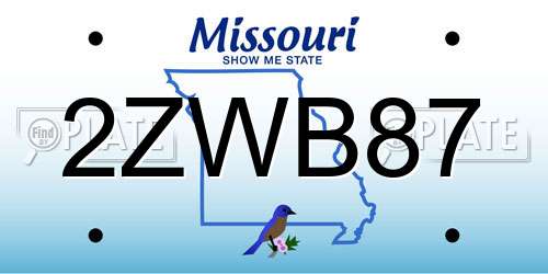 2ZWB87 Missouri License Plate