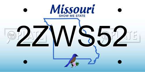 2ZWS52 Missouri License Plate