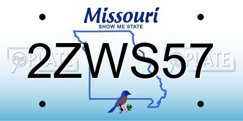 2ZWS57 Missouri License Plate
