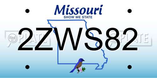 2ZWS82 Missouri License Plate