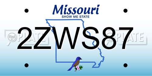 2ZWS87 Missouri License Plate