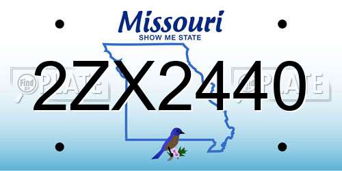 2ZX2440 Missouri License Plate