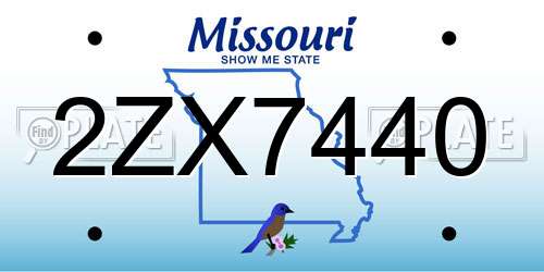 2ZX7440 Missouri License Plate