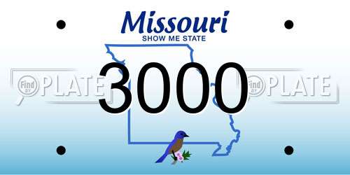 3000 Missouri License Plate