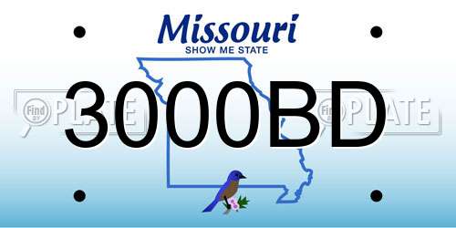 3000BD Missouri License Plate