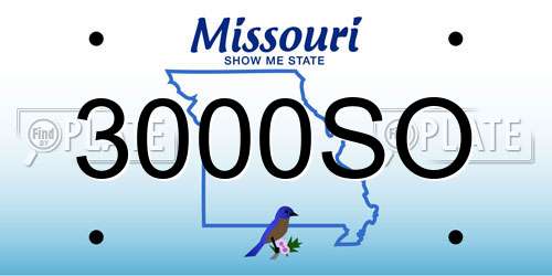 3000SO Missouri License Plate