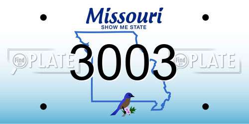 3003 Missouri License Plate
