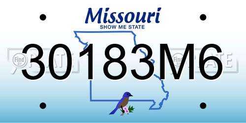 30183M6 Missouri License Plate