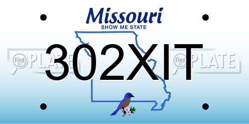 302XIT Missouri License Plate