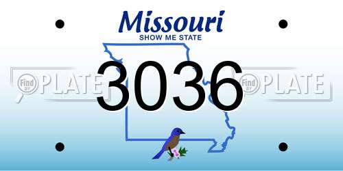 3036 Missouri License Plate