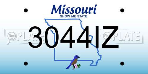 3044IZ Missouri License Plate