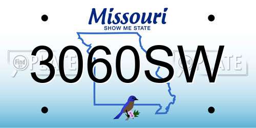 3060SW Missouri License Plate