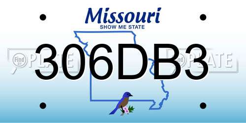 306DB3 Missouri License Plate