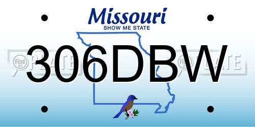 306DBW Missouri License Plate