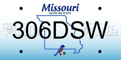 306DSW Missouri License Plate
