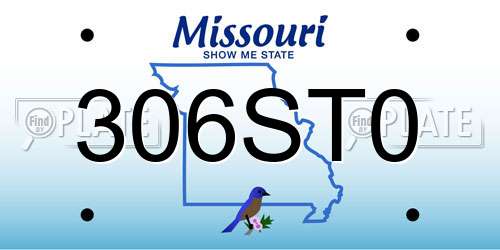 306ST0 Missouri License Plate