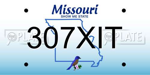 307XIT Missouri License Plate