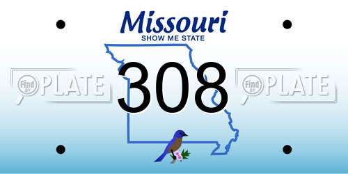 308 Missouri License Plate