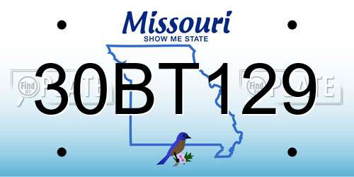 30BT129 Missouri License Plate