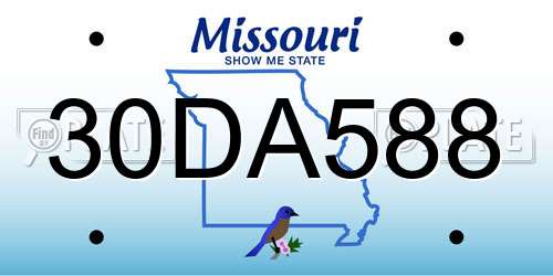 30DA588 Missouri License Plate