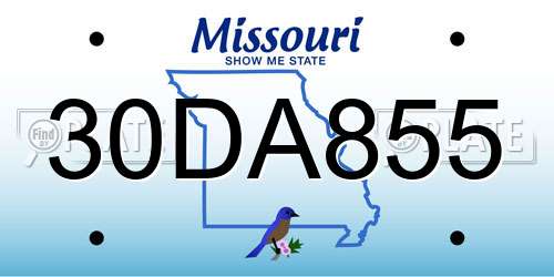 30DA855 Missouri License Plate