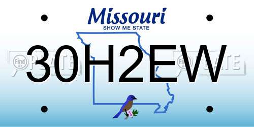 30H2EW Missouri License Plate