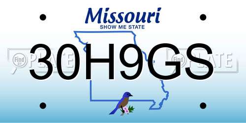 30H9GS Missouri License Plate