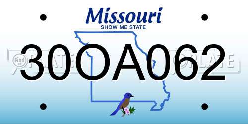 30OA062 Missouri License Plate