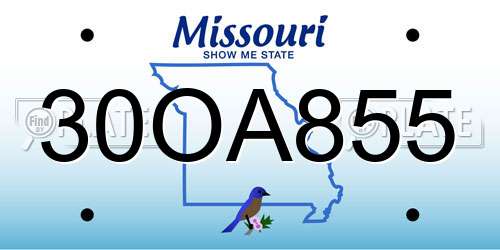 30OA855 Missouri License Plate